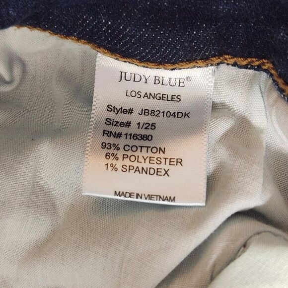 Judy Blue Womens Jeans 1/25 Blue Denim Slim Fit Distressed Dark Wash Designer - Picture 11 of 16